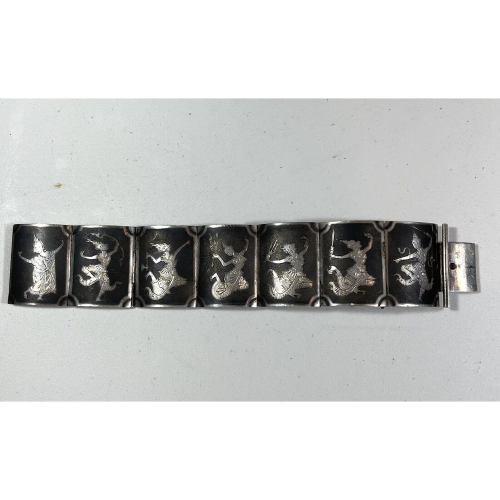 Lot Of 3 Vintage Siam Sterling Silver Brooches & Cuff Bracelet Made In Thailand - Picture 6 of 9